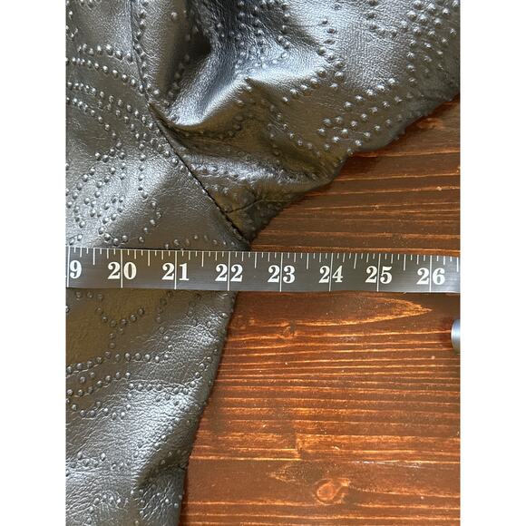 VTG 90s Y2K B&J Genuine Leather Blazer M Black 3D Embossed Boho Hippie - Picture 11 of 14